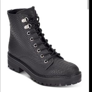 Black croc combat boots size 8.5